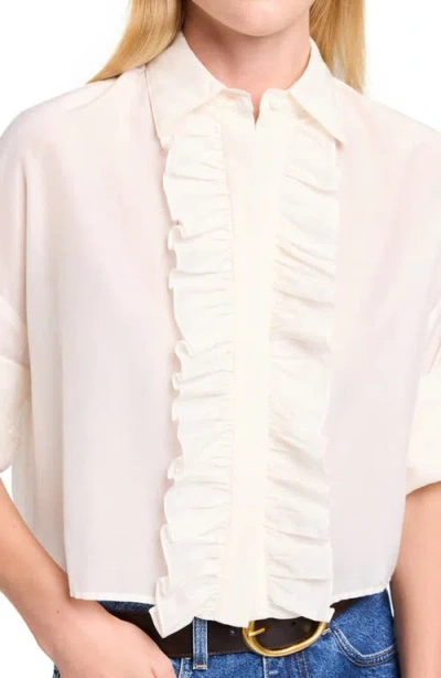 Twp Next Ex Ruffle Button Down Top Ivory In White