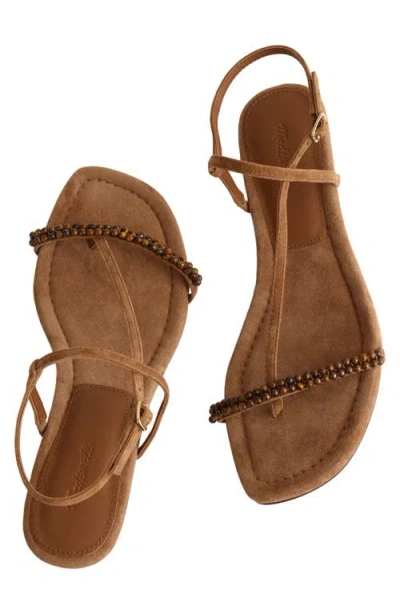 Madewell Tonio Beaded Strappy Sandals Aged Cognac In Brown