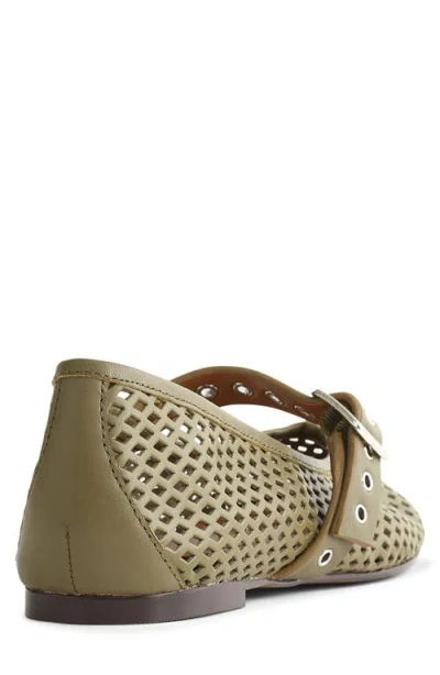 Madewell The Remy Mary Jane Flats In Perforated Leather Worn Olive In Green