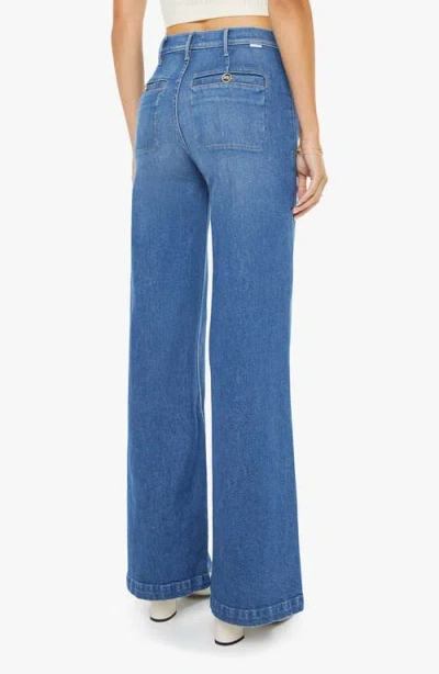 Mother Womens Whisk Me Away Hustler Roller Sneak Wide-leg Denim Jeans In Blue