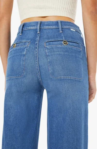 Mother Womens Whisk Me Away Hustler Roller Sneak Wide-leg Denim Jeans In Blue