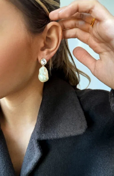 Baublebar Elizabeth Glass Pearl Earrings In Metallic