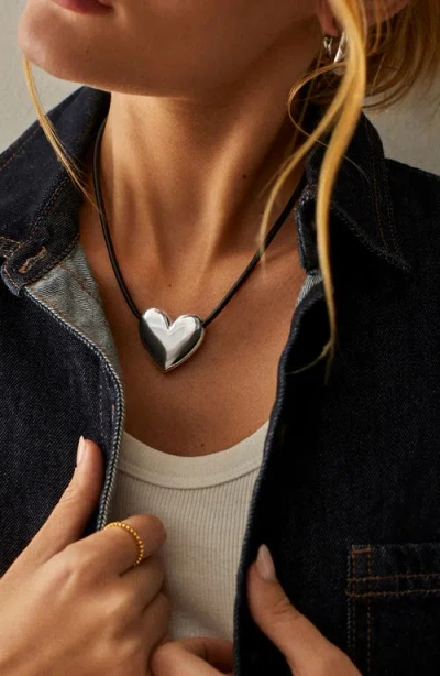 Baublebar Millie Bubble Heart Paracord Necklace In Black