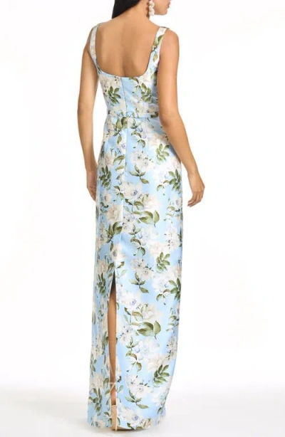 Sachin & Babi Floral-print Crystal-embellished Dress In Blue