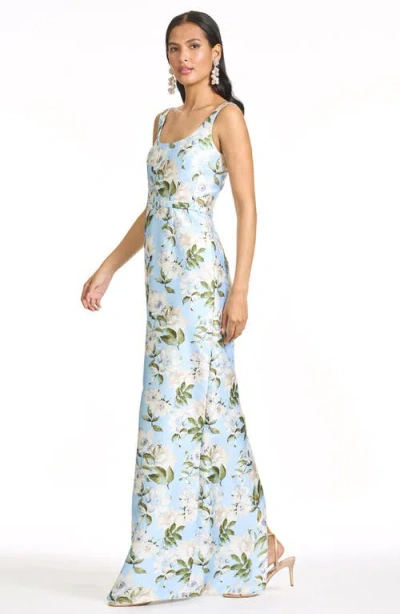 Sachin & Babi Floral-print Crystal-embellished Dress In Blue