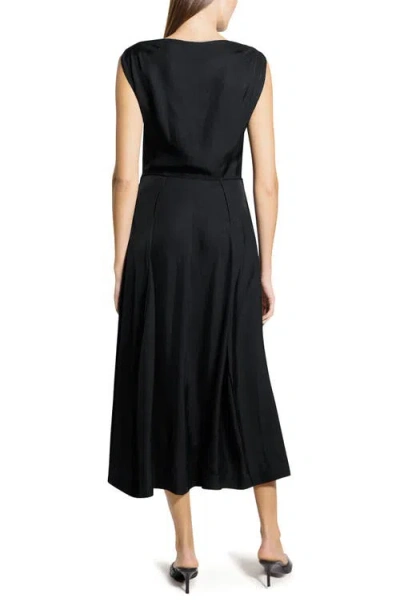 Theory Draped Sweater Dress In Crepe Jersey In Black