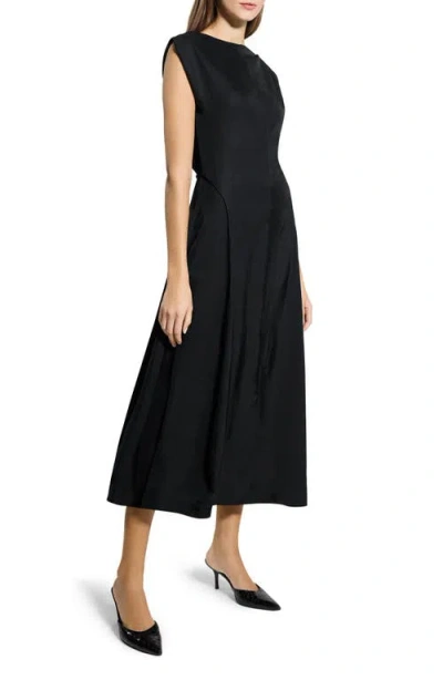 Theory Draped Sweater Dress In Crepe Jersey In Black