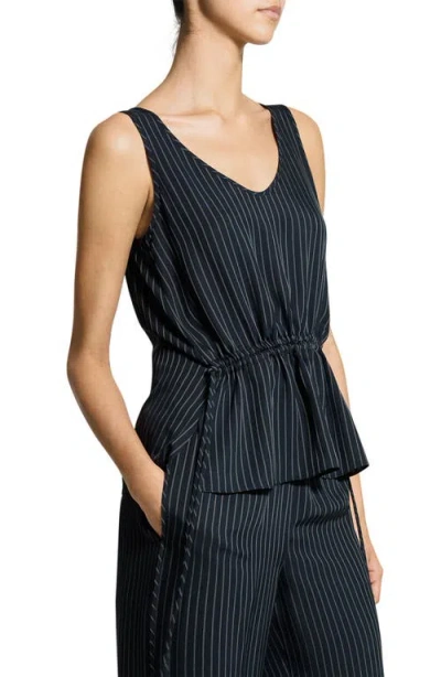 Theory Tie-waist Tank Top In Washed Stripe In Blue