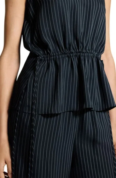 Theory Tie-waist Tank Top In Washed Stripe In Blue