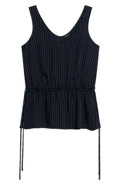 Theory Tie-waist Tank Top In Washed Stripe In Blue