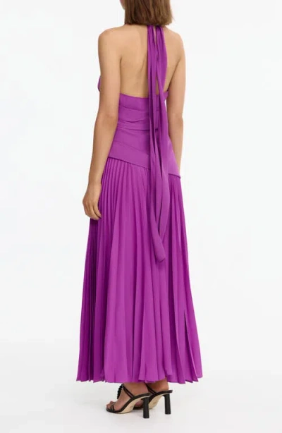 Acler Kerrison Pleat Maxi Halter Gown In Purple