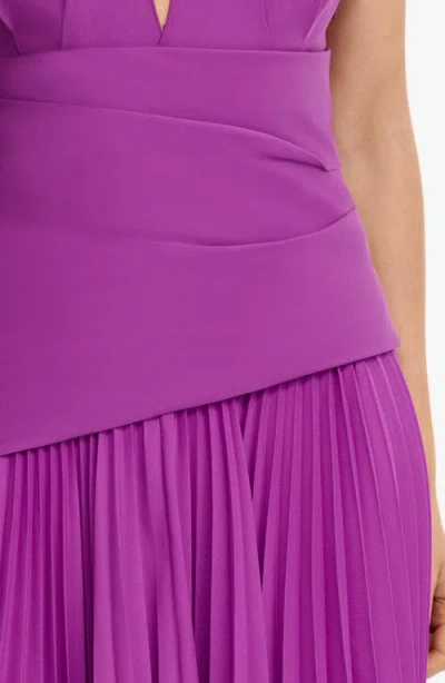 Acler Kerrison Pleat Maxi Halter Gown In Purple