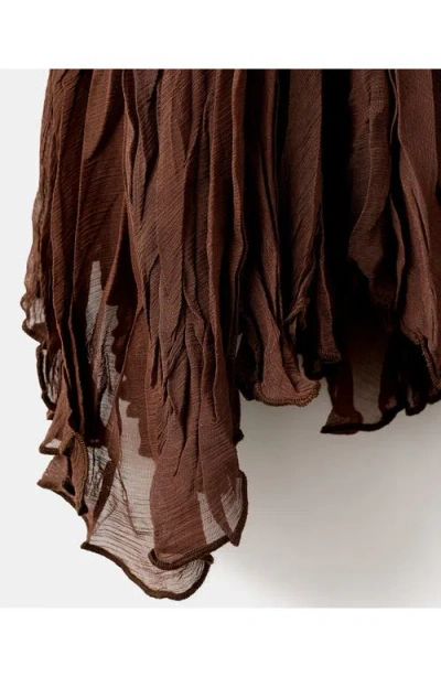 Mango Ruffled Chiffon Maxi Skirt In Brown