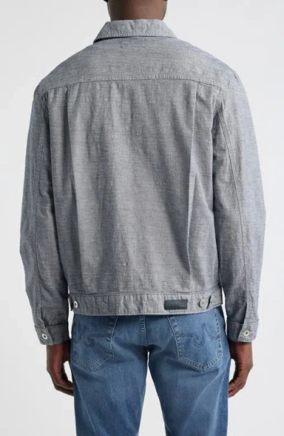 Ag Sid Cotton & Linen Trucker Jacket In Blue