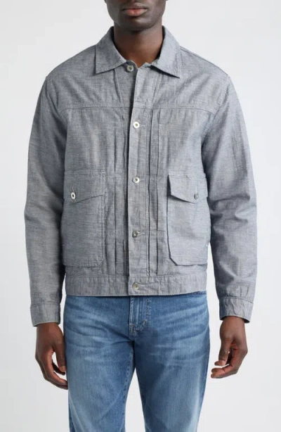 Ag Sid Cotton & Linen Trucker Jacket In Blue
