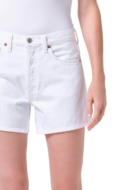Agolde Five-pocket Denim Shorts In White
