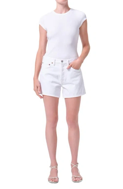 Agolde Five-pocket Denim Shorts In White