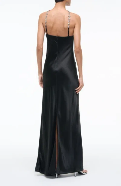 Staud Cadence Faux Pearl-embellished Satin Maxi Dress In Black
