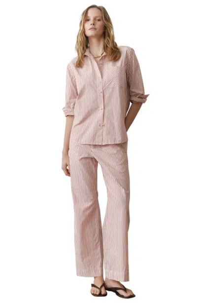 Marine Layer Allison Stripe Pull-on Crop Wide Leg Hemp Blend Pants In Neutral