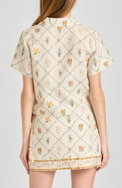 Wayf Amelia Print Linen Blend Button-up Shirt In Multi