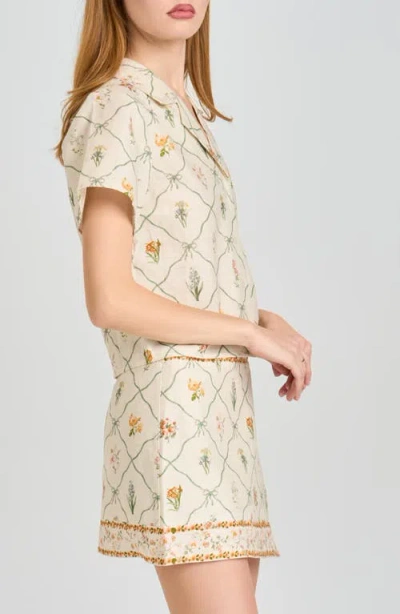 Wayf Amelia Print Linen Blend Button-up Shirt In Multi