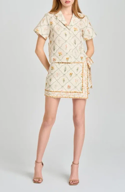 Wayf Amelia Print Linen Blend Button-up Shirt In Multi