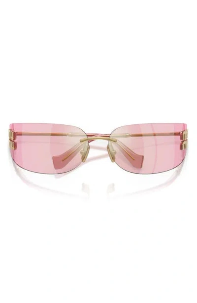 Miu Miu 75mm Oversize Rectangular Wrap Sunglasses In Red