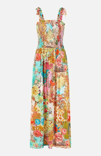 Yumi Patchwork Split Hem Maxi Dress In Multi