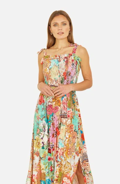 Yumi Patchwork Split Hem Maxi Dress In Multi