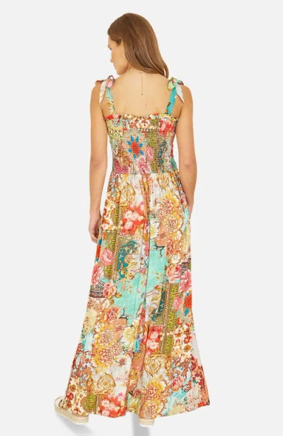 Yumi Patchwork Split Hem Maxi Dress In Multi