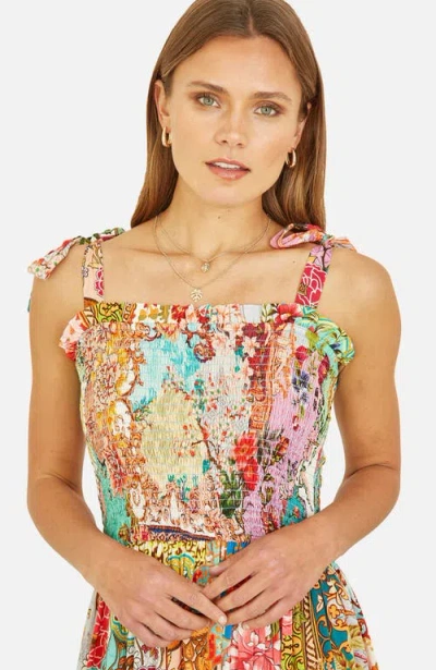 Yumi Patchwork Split Hem Maxi Dress In Multi