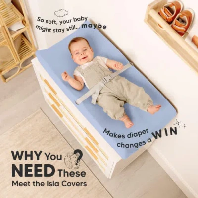 Keababies 2-pack Isla Changing Pad Covers In Blue
