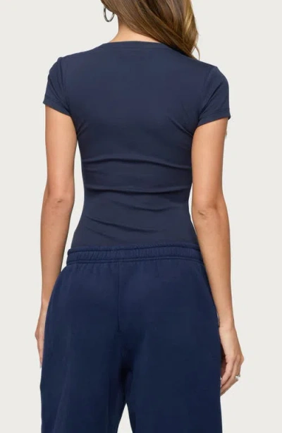 Edikted Adley Fitted Bodysuit In Blue