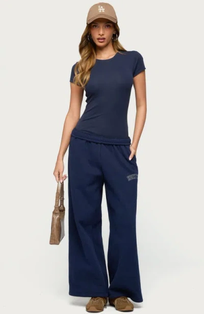 Edikted Adley Fitted Bodysuit In Blue