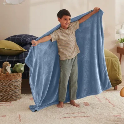 Bare Home Microplush Fleece Throw Blanket In Blue