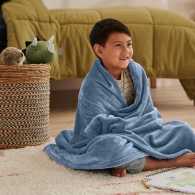 Bare Home Microplush Fleece Throw Blanket In Blue