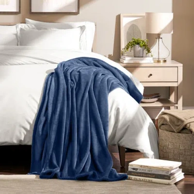 Bare Home Microplush Fleece Throw Blanket In Blue