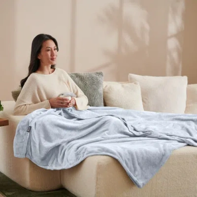 Bare Home Microplush Fleece Throw Blanket In Blue