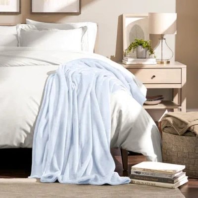 Bare Home Microplush Fleece Throw Blanket In Blue