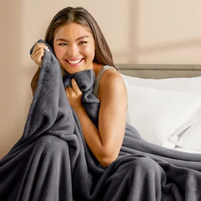 Bare Home Microplush Fleece Blanket In Gray