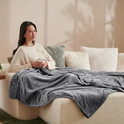 Bare Home Microplush Fleece Blanket In Gray