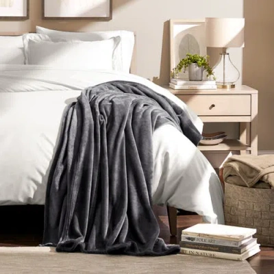 Bare Home Microplush Fleece Blanket In Gray