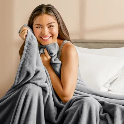 Bare Home Microplush Fleece Blanket In Gray