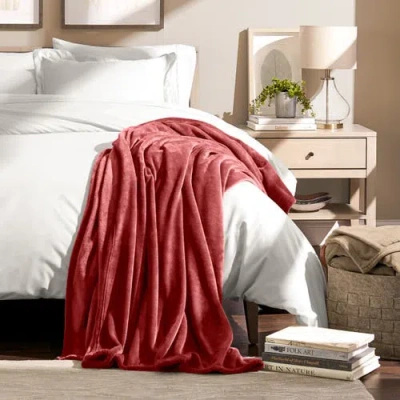 Bare Home Microplush Fleece Blanket In Red