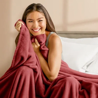 Bare Home Microplush Fleece Blanket In Red