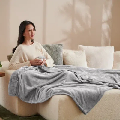 Bare Home Microplush Fleece Blanket In Gray