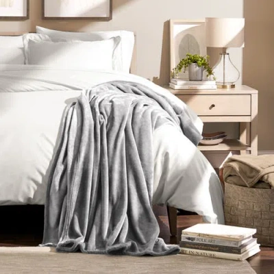 Bare Home Microplush Fleece Blanket In Gray