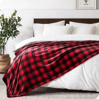 Bare Home Microplush Fleece Blanket In Red