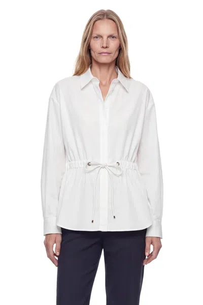 Max Mara Cotton Poplin Drawstring Shirt In White