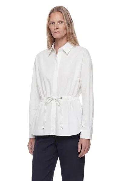 Max Mara Cotton Poplin Drawstring Shirt In White